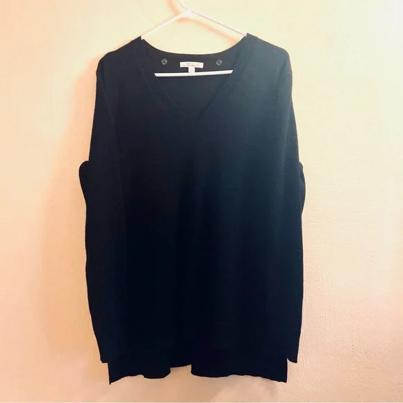 5/$15💥 Rayon Sweater Deep V-Neck Tunic Length & Plaid Scarf Set Fall Winter - Picture 3 of 8